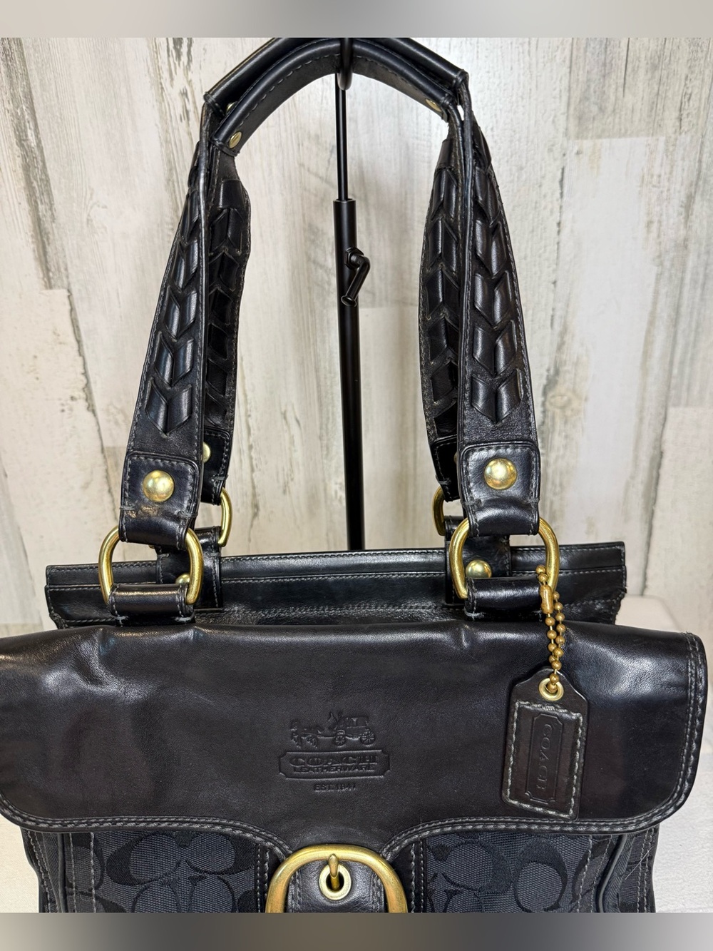 Coach Legacy Bleeker 2007 11435 Black Jaquard Black leather trim Matching Wallet - Picture 2 of 13